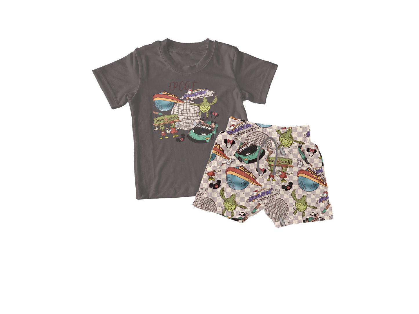 Blisscot Short Sleeve Bamboo Graphic Tee & Jogger Short Set