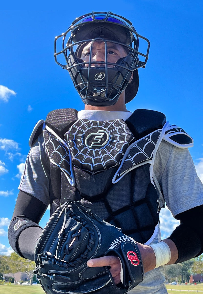 TYLER FLOWERS LIMITED EDITION SPIDERWEB CHEST PROTECTOR WITH DUPONT™ KEVLAR® | SEI Certified to Meet NOCSAE Standard