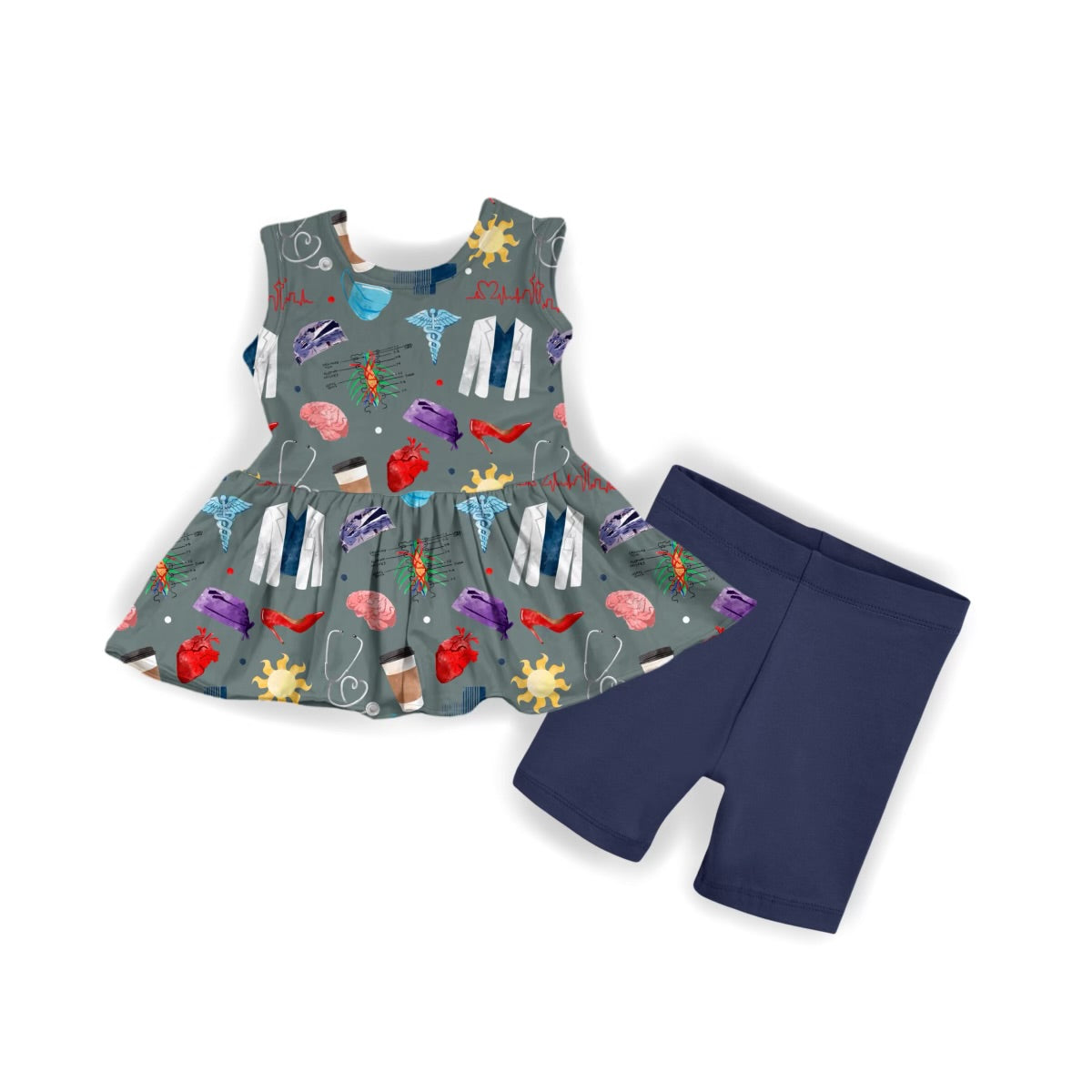*Pre-Sale* Bliss Anatomy Tank Peplum & Biker Shorts Set