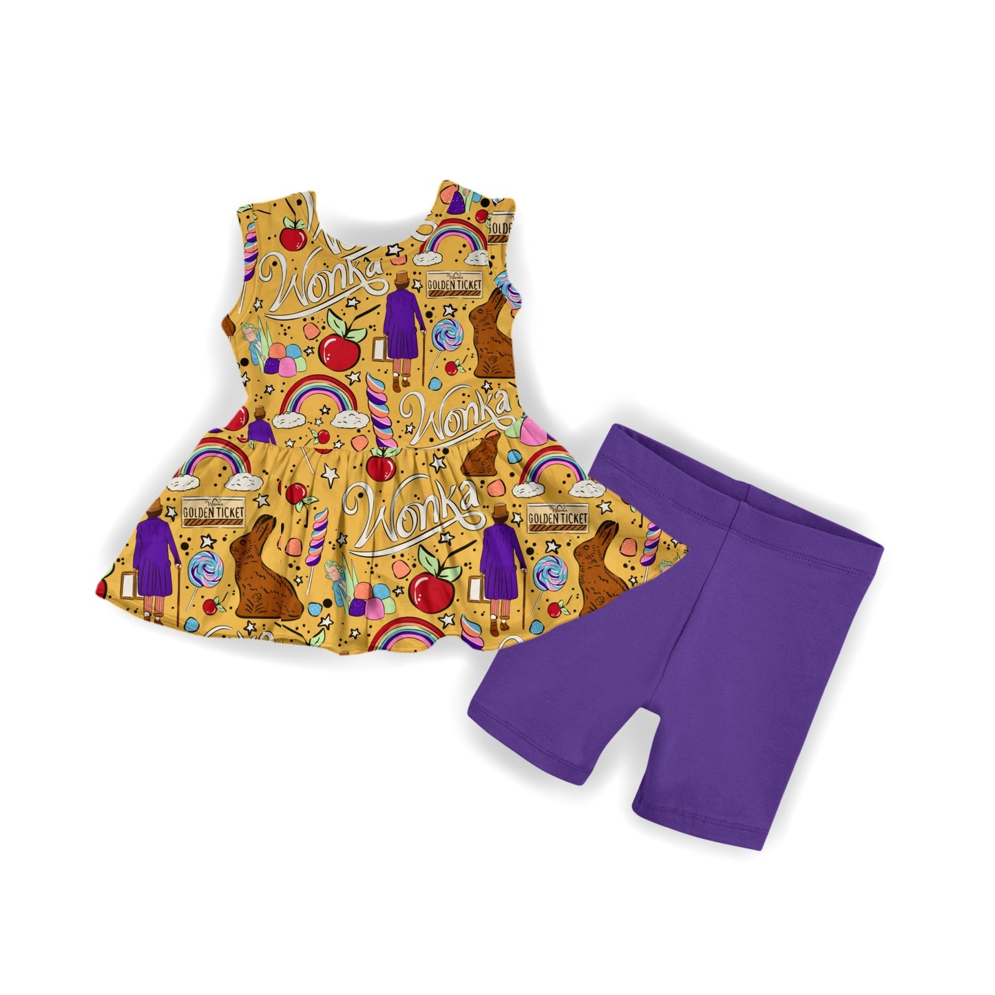 Golden Ticket Tank Peplum & Biker Shorts Set