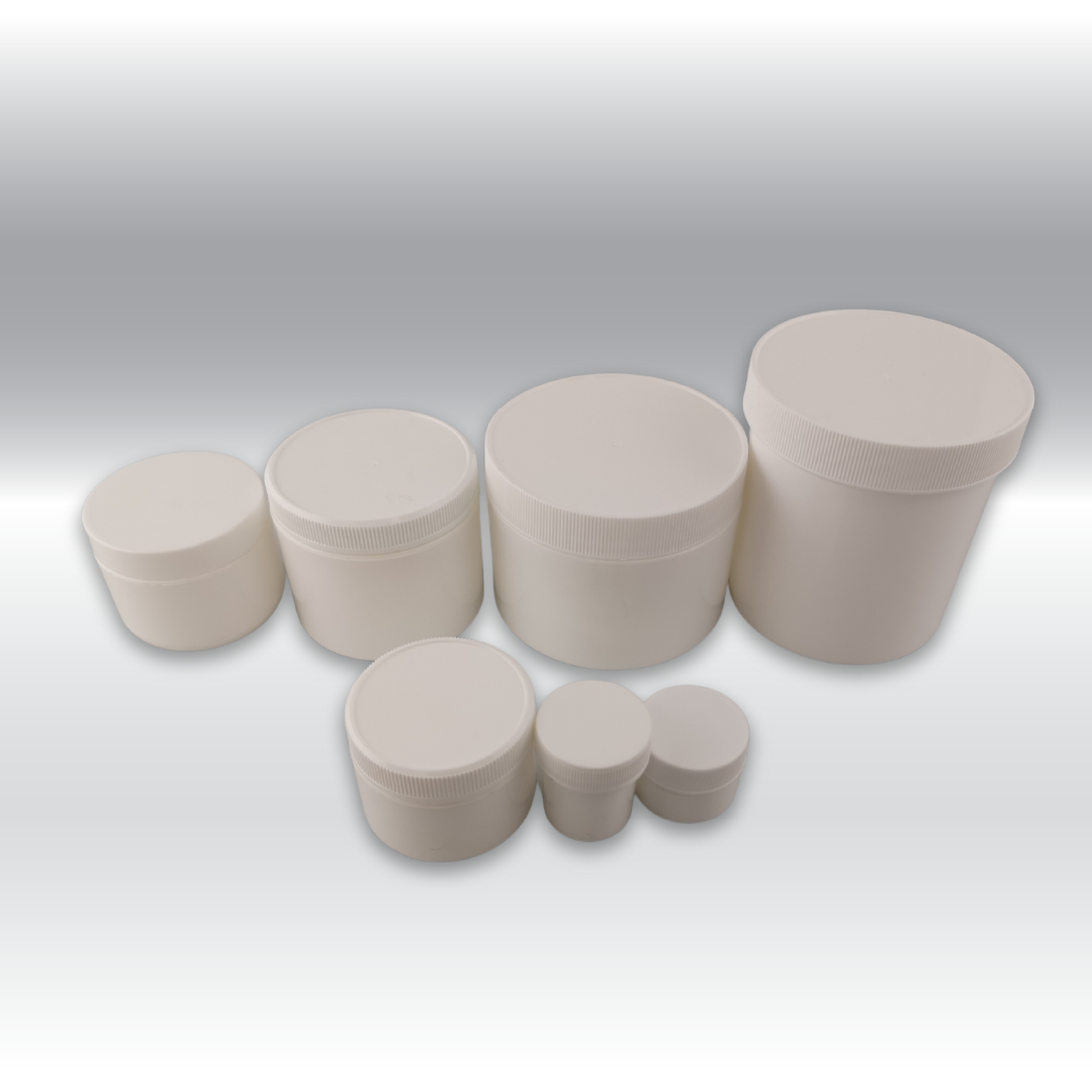 1/2oz White Cosmetic Jar w/ Plain Lid