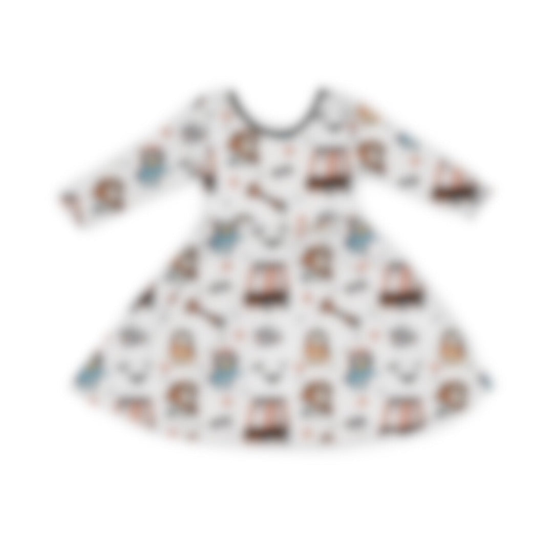 Spooky Beans Long Sleeve Twirl Dress