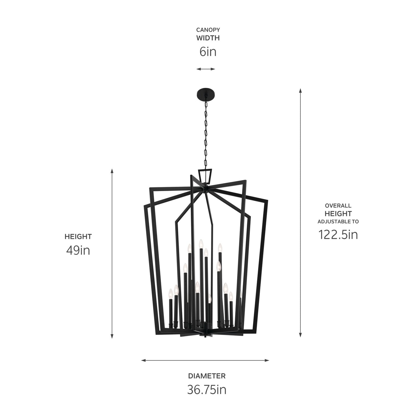 Kichler - 43499BK - 16 Light Foyer Pendant - Abbotswell - Black