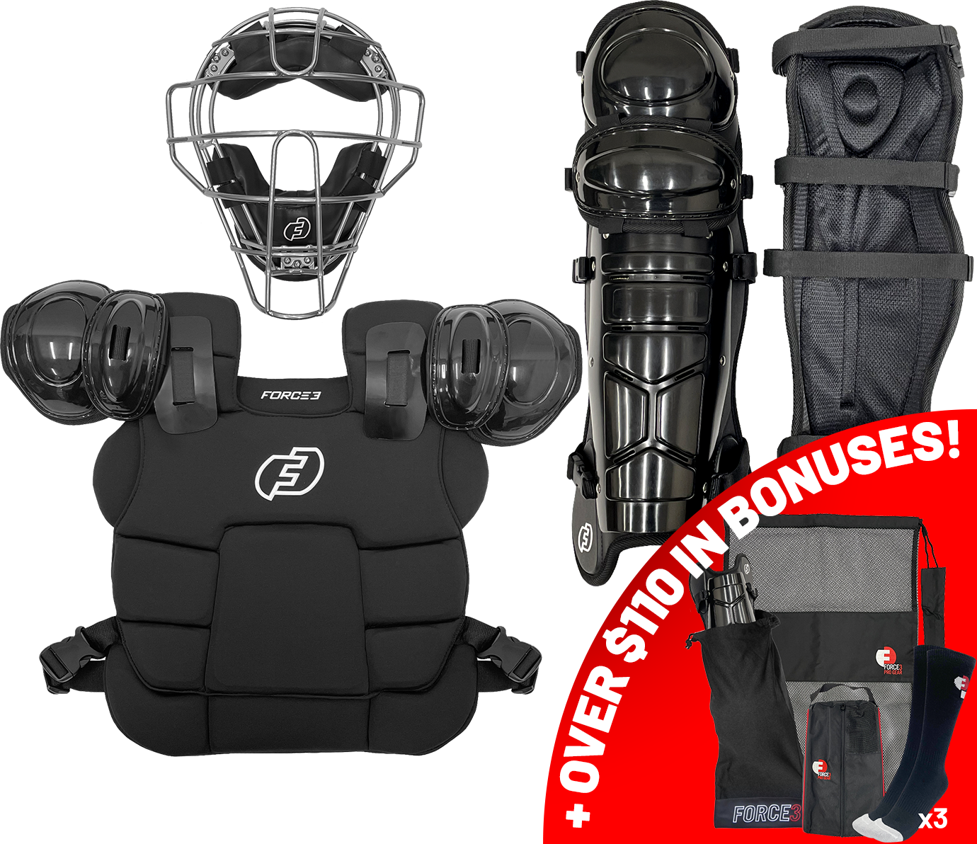 Ultimate Umpire Set with Silver/Black Traditional Defender Mask PLUS BONUS