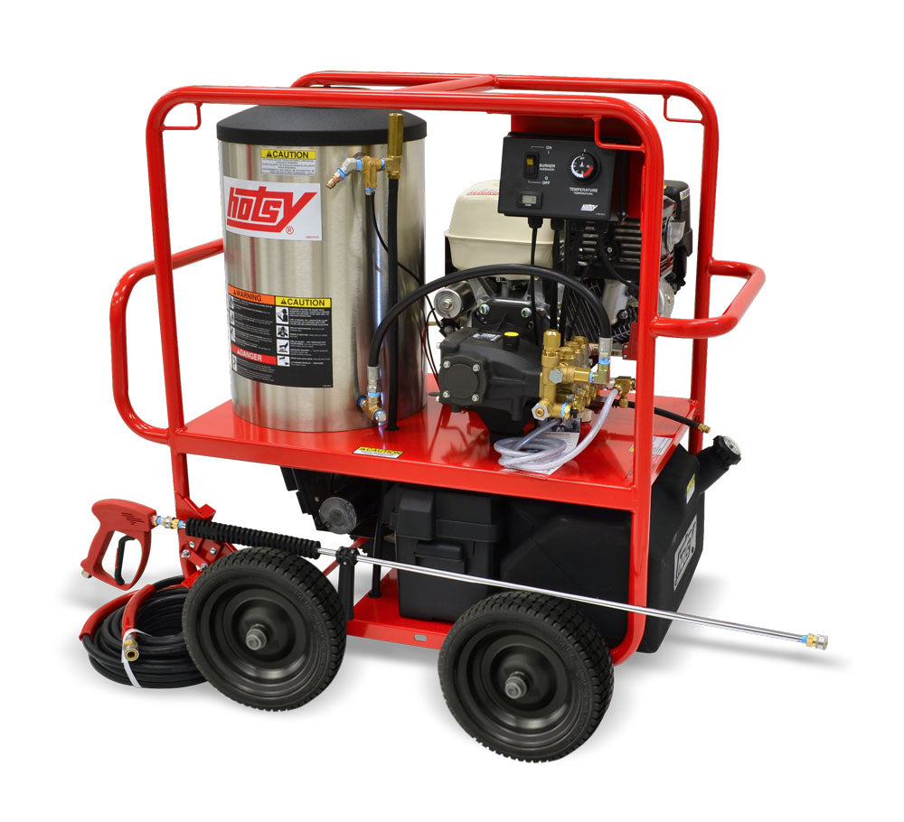 Hotsy® Model 1075SSE Portable Hot Water Gas Engine Pressure Washer - 4.0 GPM @ 3500 PSI, 13HP (389CC) Electric Start Honda Gas Engine, 12VDC Wayne™ Oil Burner, Direct Drive Hotsy® Triplex Pump w/NE