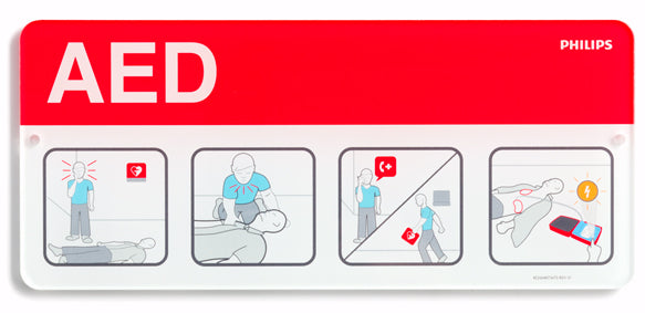 Philips AED Awareness Sign Placard - Red