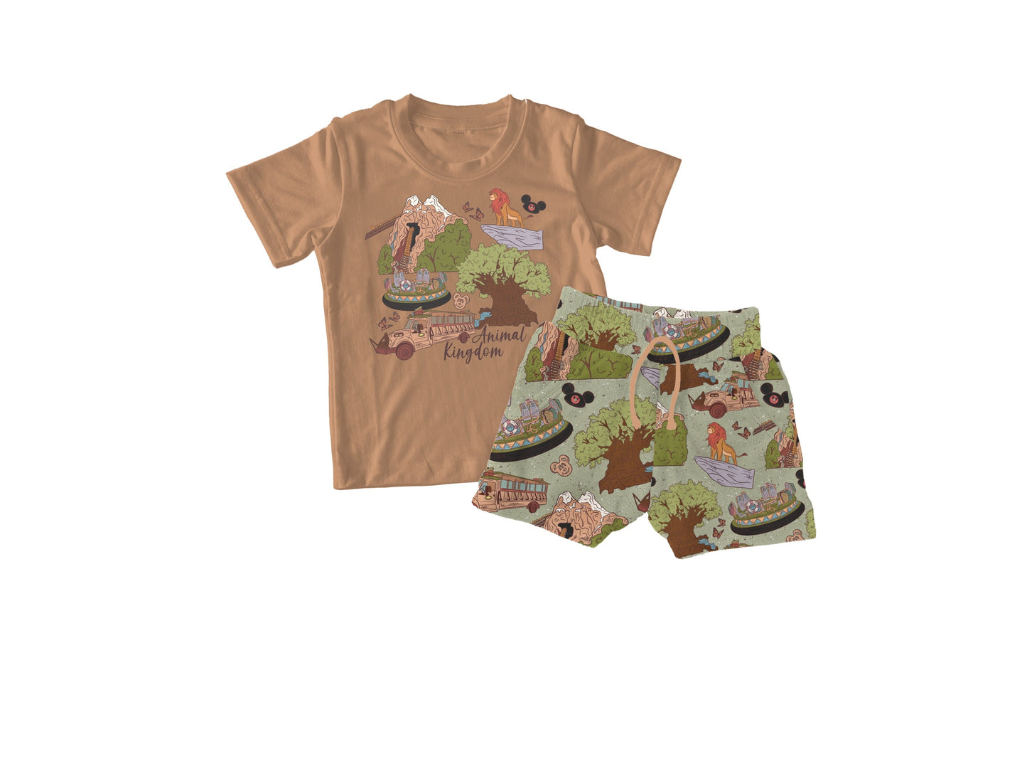Animal Bliss Kingdom Short Sleeve Bamboo Graphic Tee & Jogger Short Set