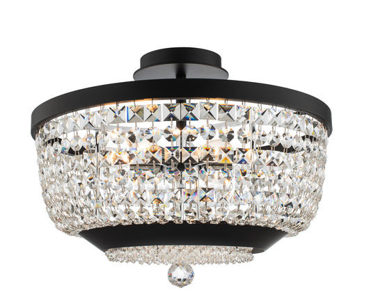 Allegri - 037345-052-FR001 - Six Light Semi Flush Mount - Terzo - Matte Black w Polished Chrome