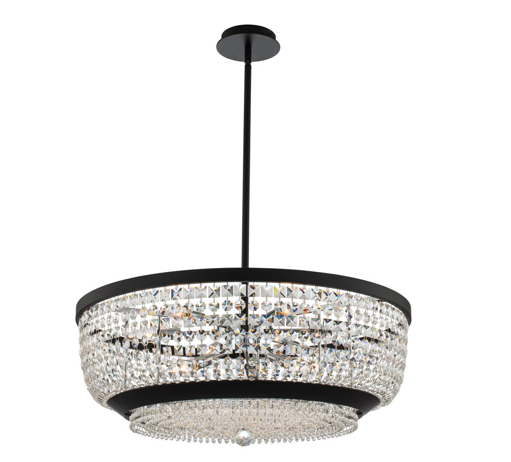 Allegri - 037355-052-FR001 - Nine Light Pendant - Terzo - Matte Black w Polished Chrome
