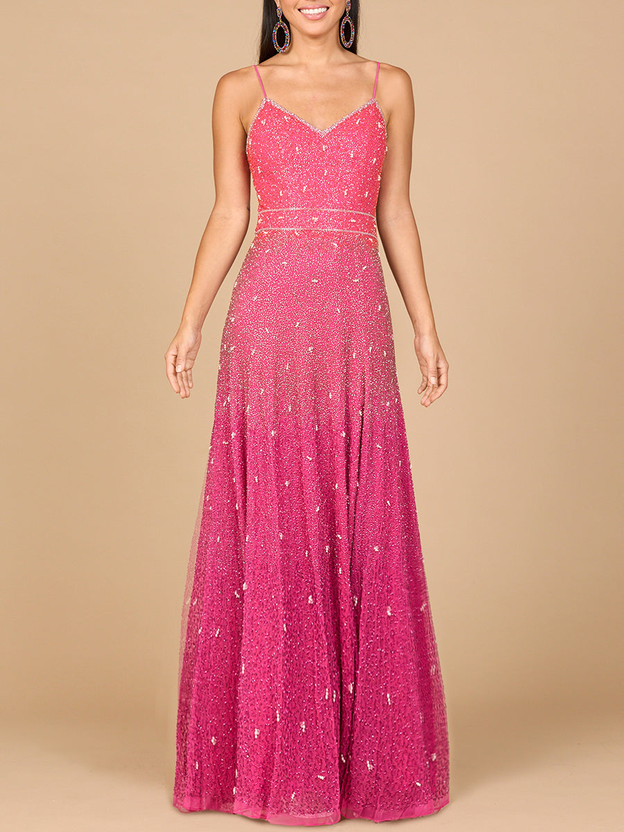 Ombre Beaded Gown  - OUTLET