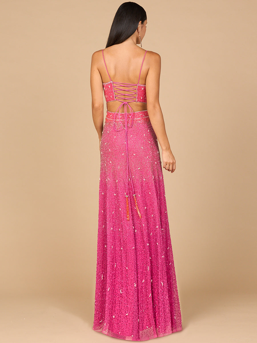 Ombre Beaded Gown  - OUTLET
