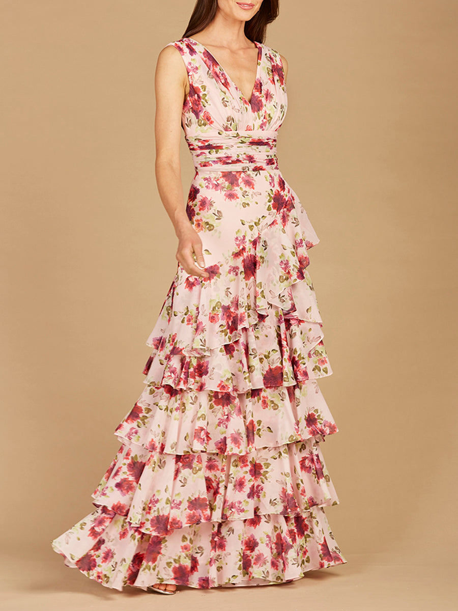 Ruffle Skirt Print Dress - OUTLET