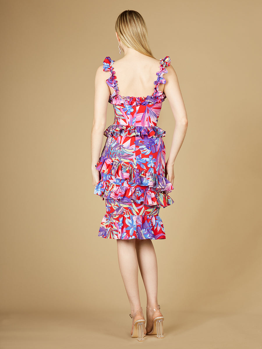 High Neck Printed Midi Dress - OUTLET