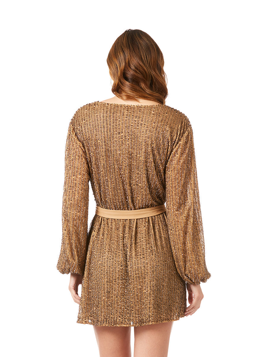 Long Sleeve Cocktail Wrap Dress - OUTLET