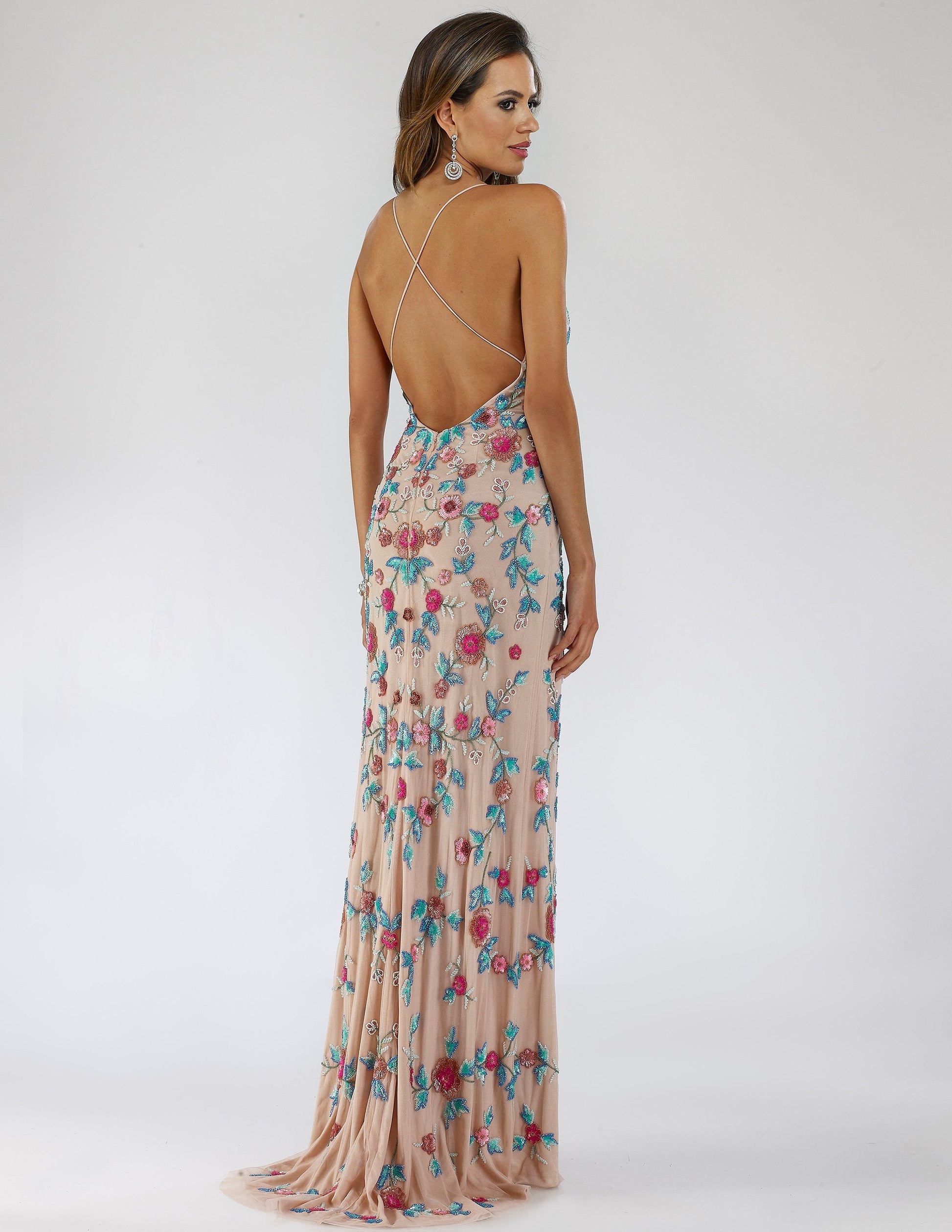 Lara 29486 - Thigh High Slit with Open Back Dress