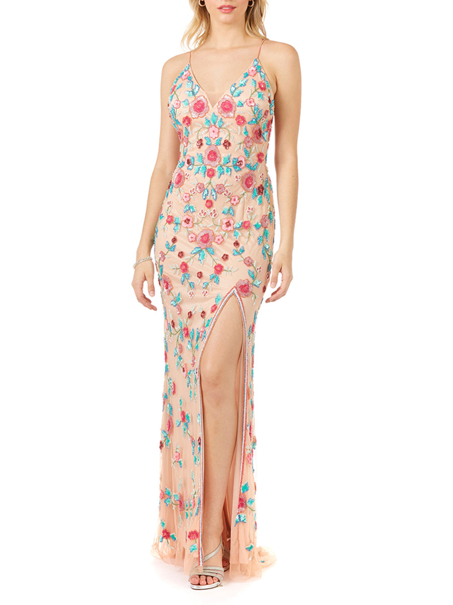 Lara 29486 - Thigh High Slit with Open Back Dress