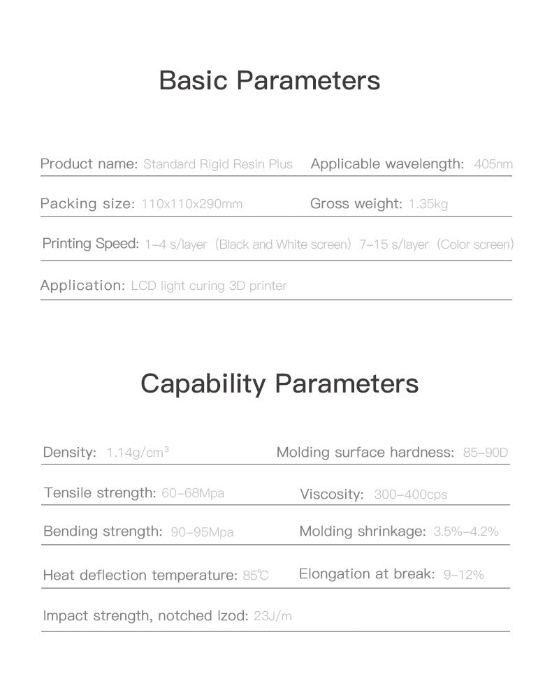 Black Standard Rigid Resin Plus 500g