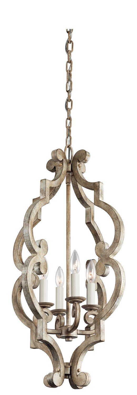 Kichler - 43255DAW - Four Light Foyer Pendant - Hayman Bay - Distressed Antique White