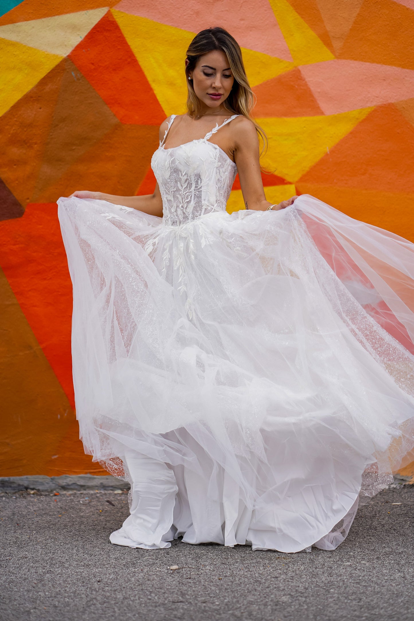 Lara 51042 - Sheer Bodice Lace Bridal Ballgown OUTLET