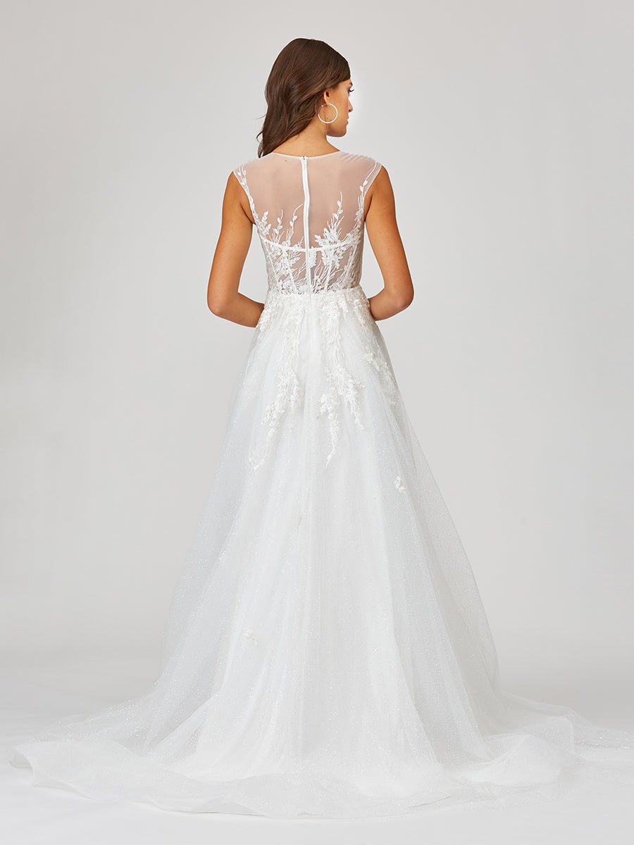 Sheer Bodice Lace Bridal Gown OUTLET