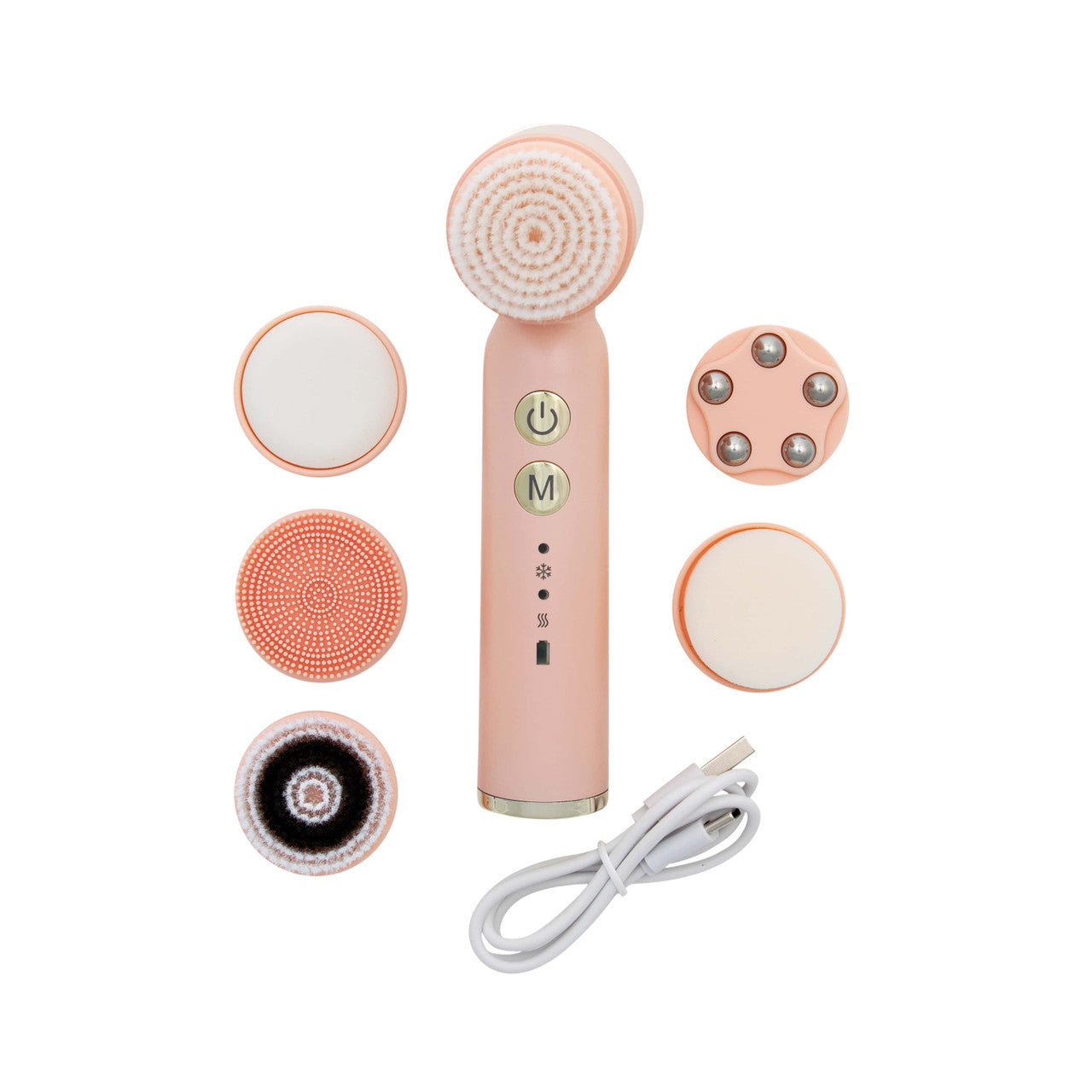 Pink 6-in-1 Deluxe Facial Cleansing Spin Roller