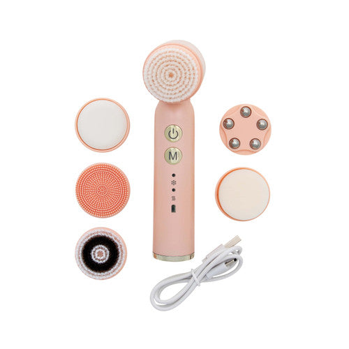 Pink 6-in-1 Deluxe Facial Cleansing Spin Roller