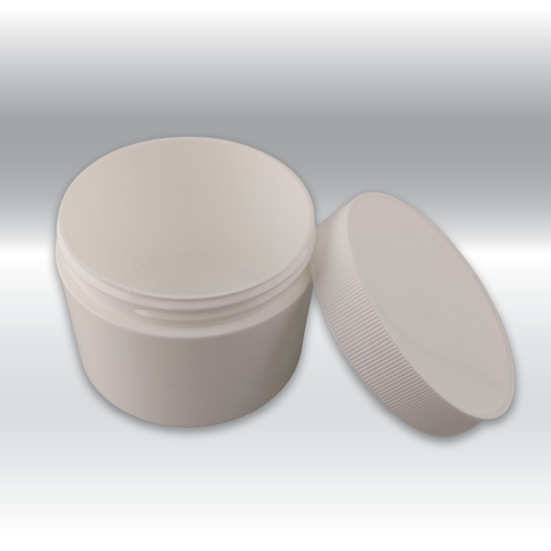8oz White Cosmetic Jar w/ Plain Lid