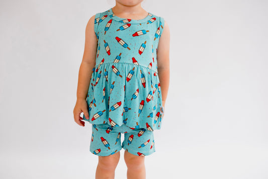 Bomb Pop Tank Peplum & Biker Shorts Set