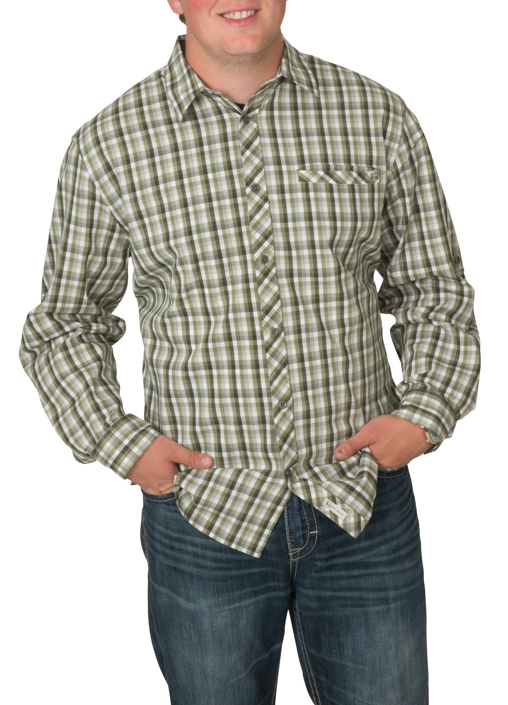 B00710_Active_Vented_Dri-Strech_LS_Shirt_Front_Spanish_Plaid_Studio