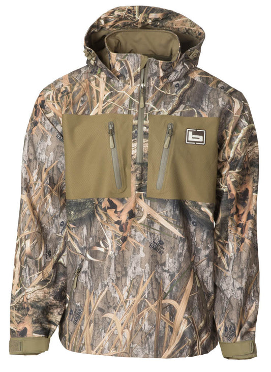 Banded 1/4 Zip (Quarter Zip) Waterproof Hooded Pullover in Mossy Oak Habitat Camouflage