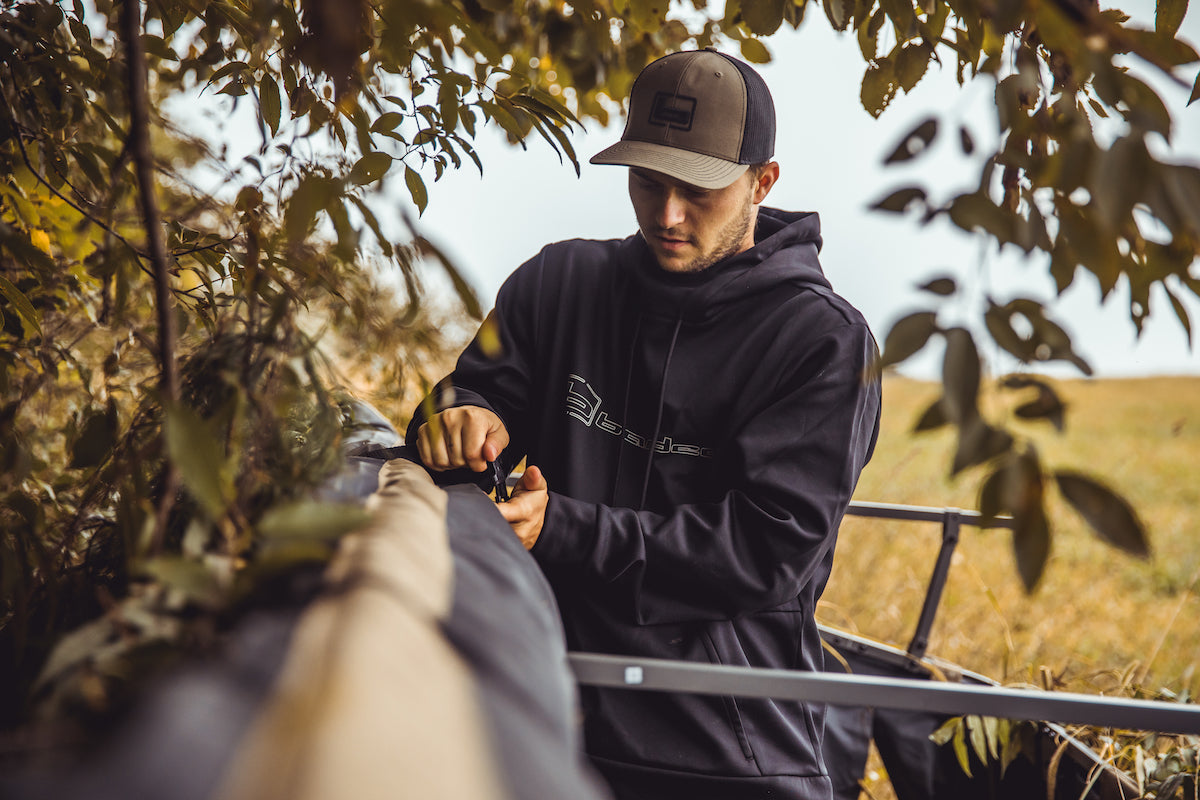 Banded AXE Boat/Shore Combo Blind enviro shot in use while duck hunting and goose hunting