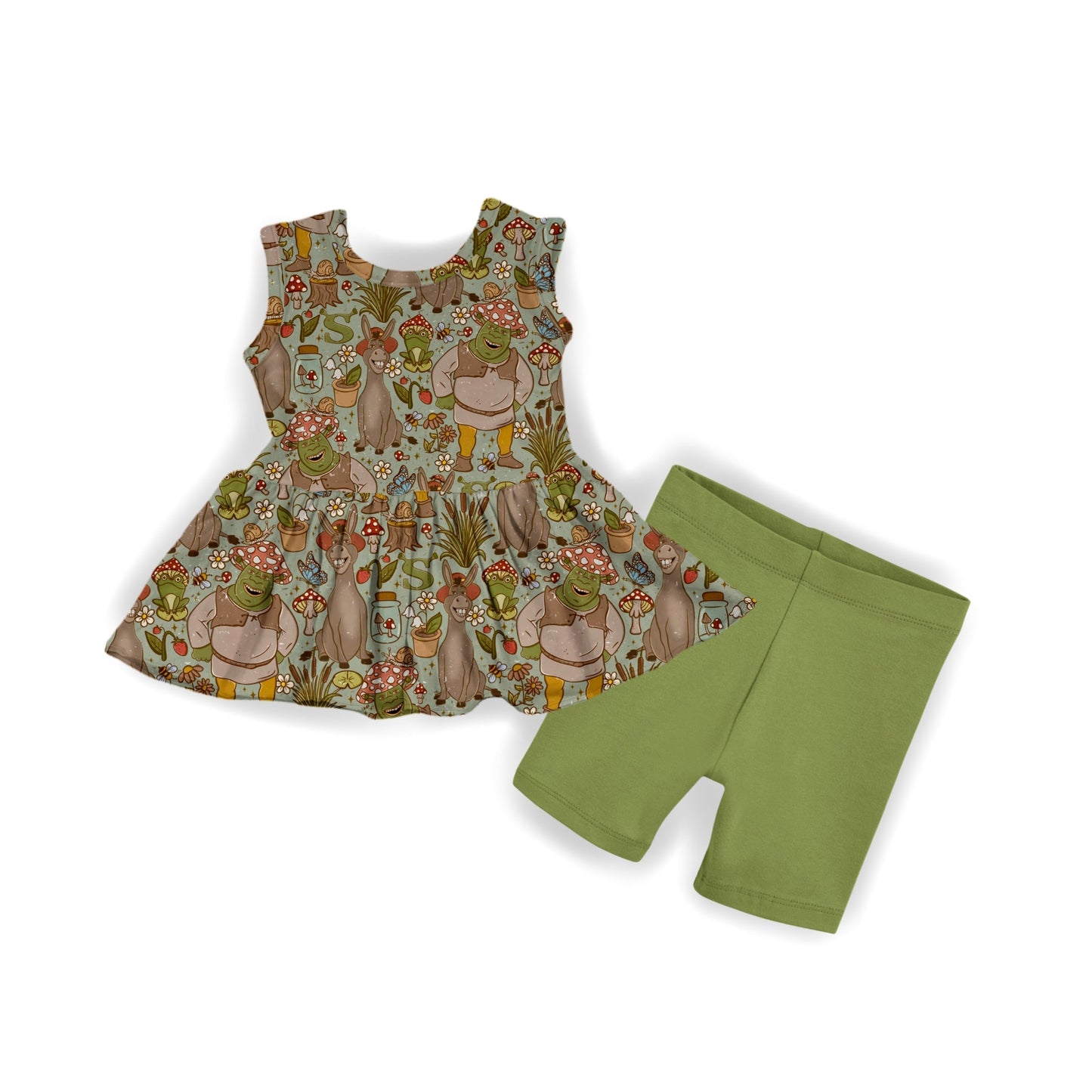Donkey Tank Peplum & Biker Shorts Set