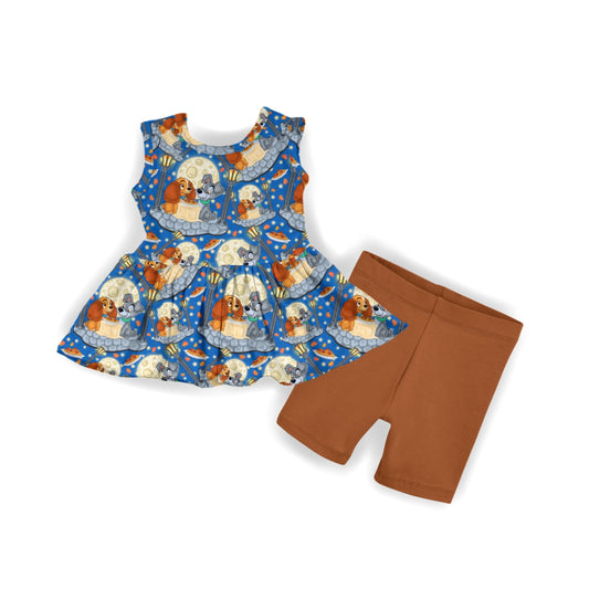 Dinner For Two Tank Peplum & Biker Shorts Set