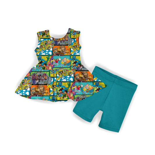 Throwback 90s Tank Peplum & Biker Shorts Set