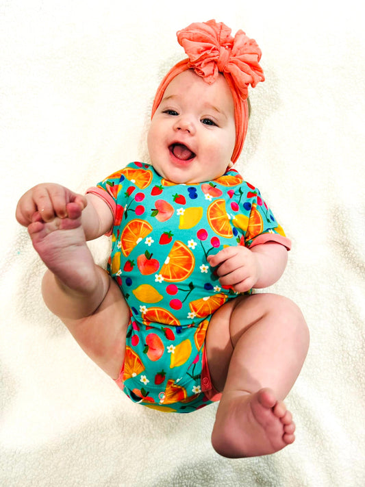 Summer Fruit Short Sleeve Bubble Romper