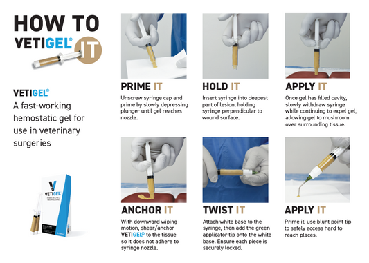 PM-V0059-R01 - VETIGEL How to Use Brochure Bundle (QTY 20 ea) - VETIGEL®  Hemostatic Gel
