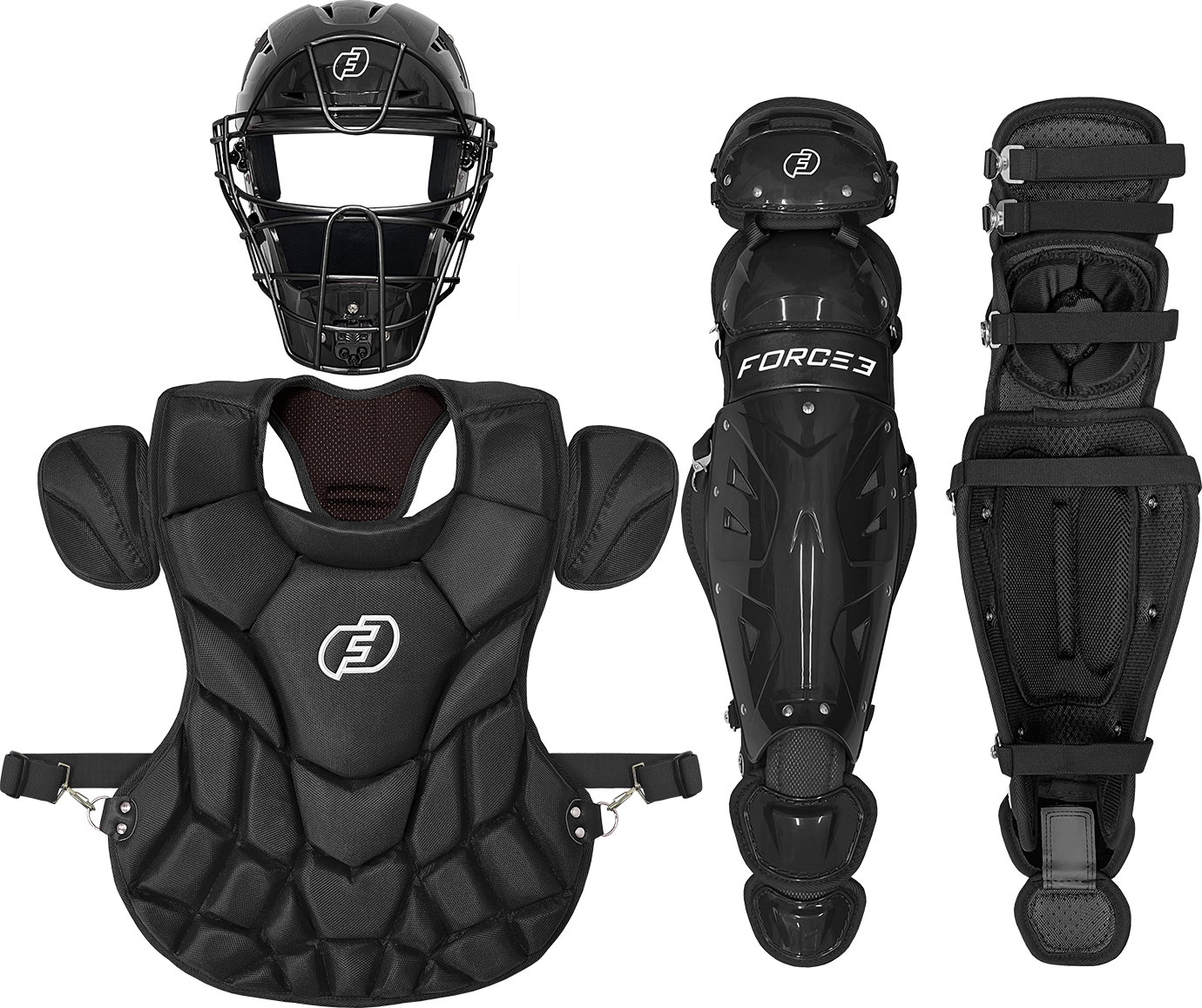 Fall Ball Adult Catcher's Set with Hockey Style Defender Mask, Chest Protector and Shin Guards - Ages 16+ | Mask and Chest Protector Meets NOCSAE
