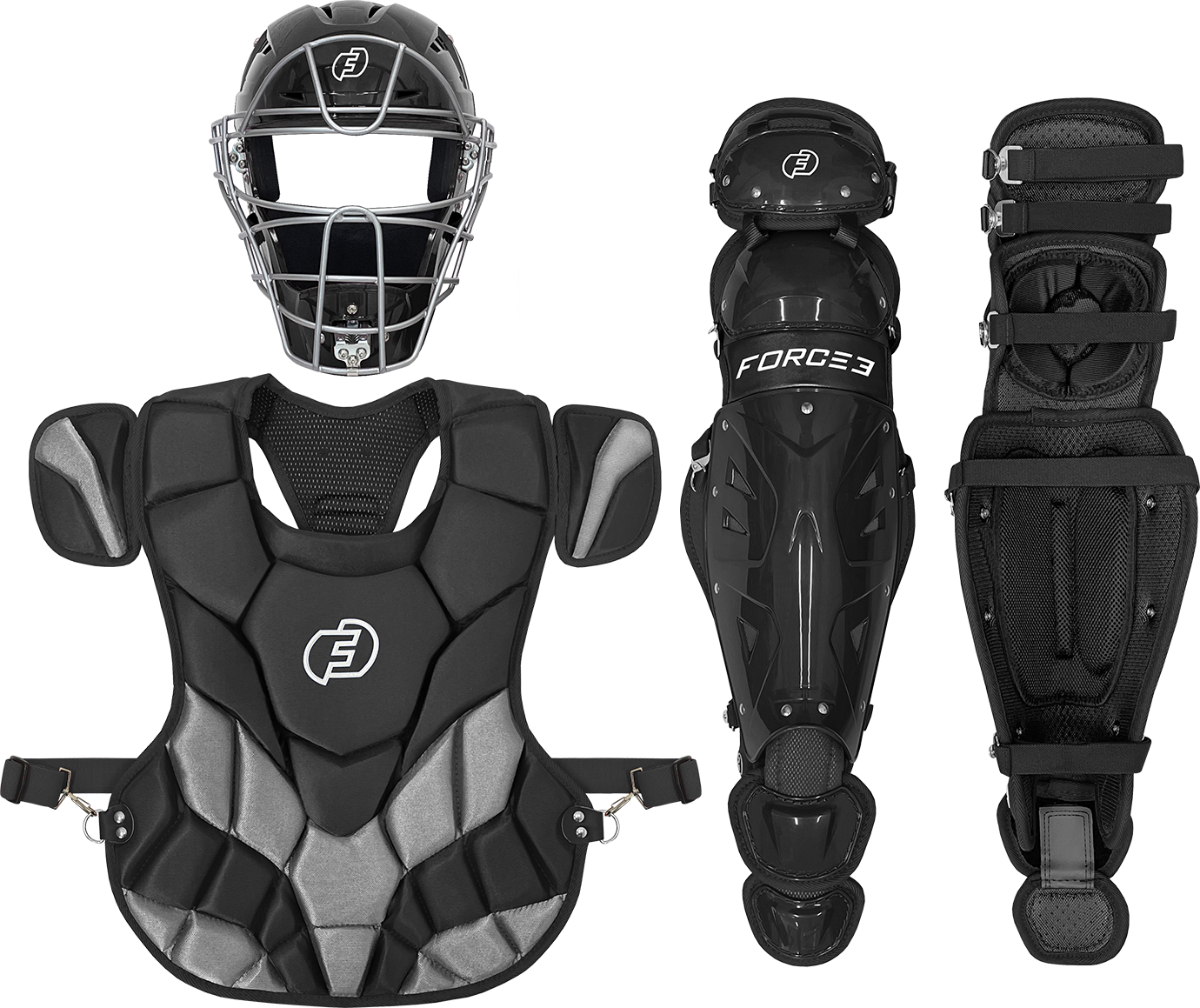 Fall Ball Adult Catcher's Set with Hockey Style Defender Mask, Chest Protector and Shin Guards - Ages 16+ | Mask and Chest Protector Meets NOCSAE