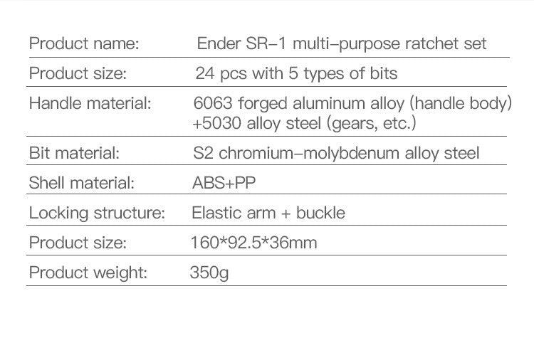 Ender SR-1 24pc Ratchet Set