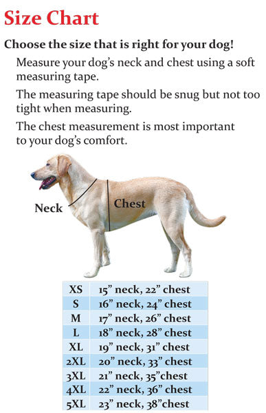 Dog Vest Size Chart