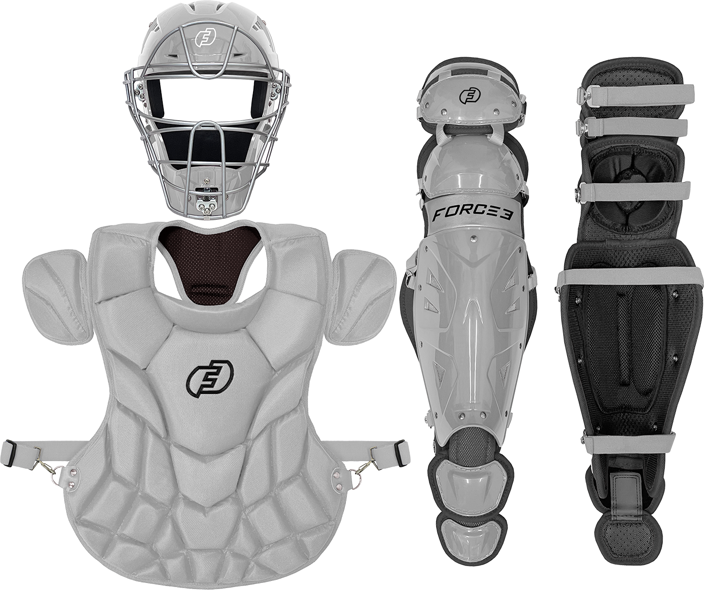 Fall Ball Youth Catcher's Set with Hockey Style Defender Mask, Chest Protector and Shin Guards - Ages 9-12 | Mask and Chest Protector Meets NOCSAE
