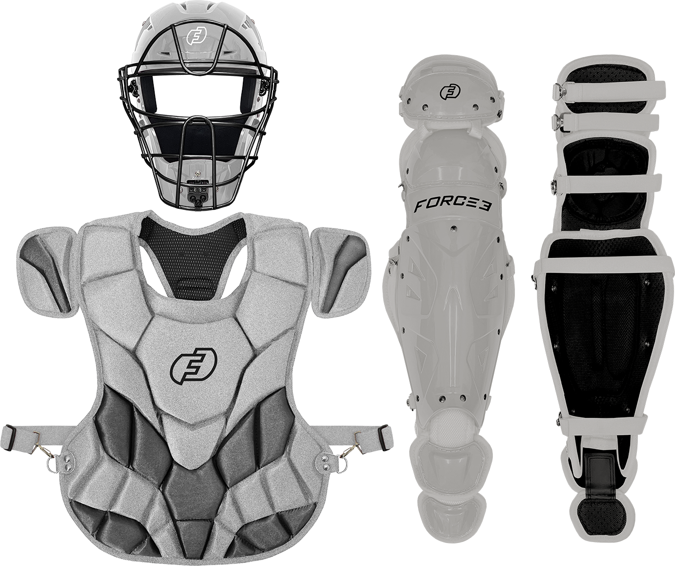 Fall Ball Adult Catcher's Set with Hockey Style Defender Mask, Chest Protector and Shin Guards - Ages 16+ | Mask and Chest Protector Meets NOCSAE