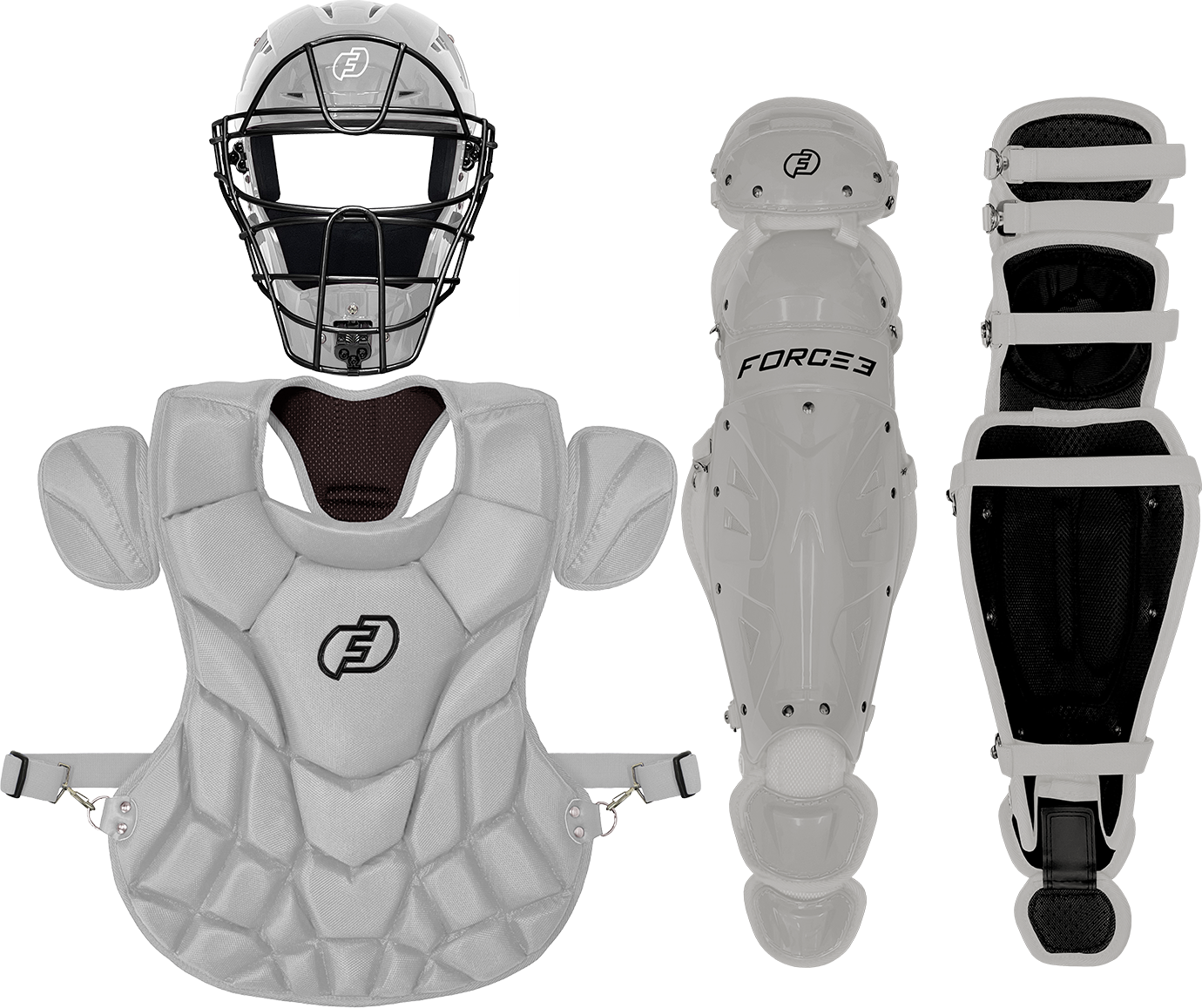 Fall Ball Youth Catcher's Set with Hockey Style Defender Mask, Chest Protector and Shin Guards - Ages 9-12 | Mask and Chest Protector Meets NOCSAE