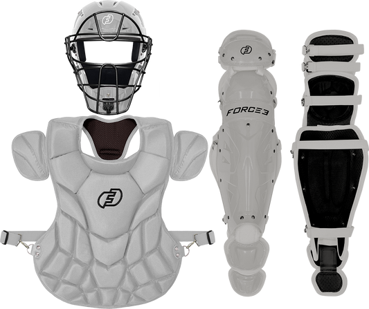 Fall Ball Youth Catcher's Set with Hockey Style Defender Mask, Chest Protector and Shin Guards - Ages 9-12 | Mask and Chest Protector Meets NOCSAE