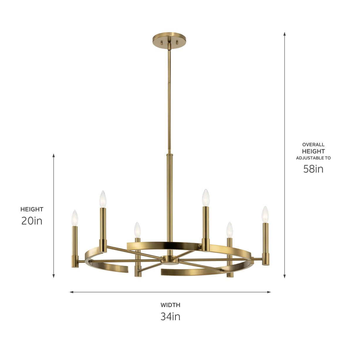 Kichler - 52427BNB - Six Light Chandelier - Tolani - Brushed Natural Brass