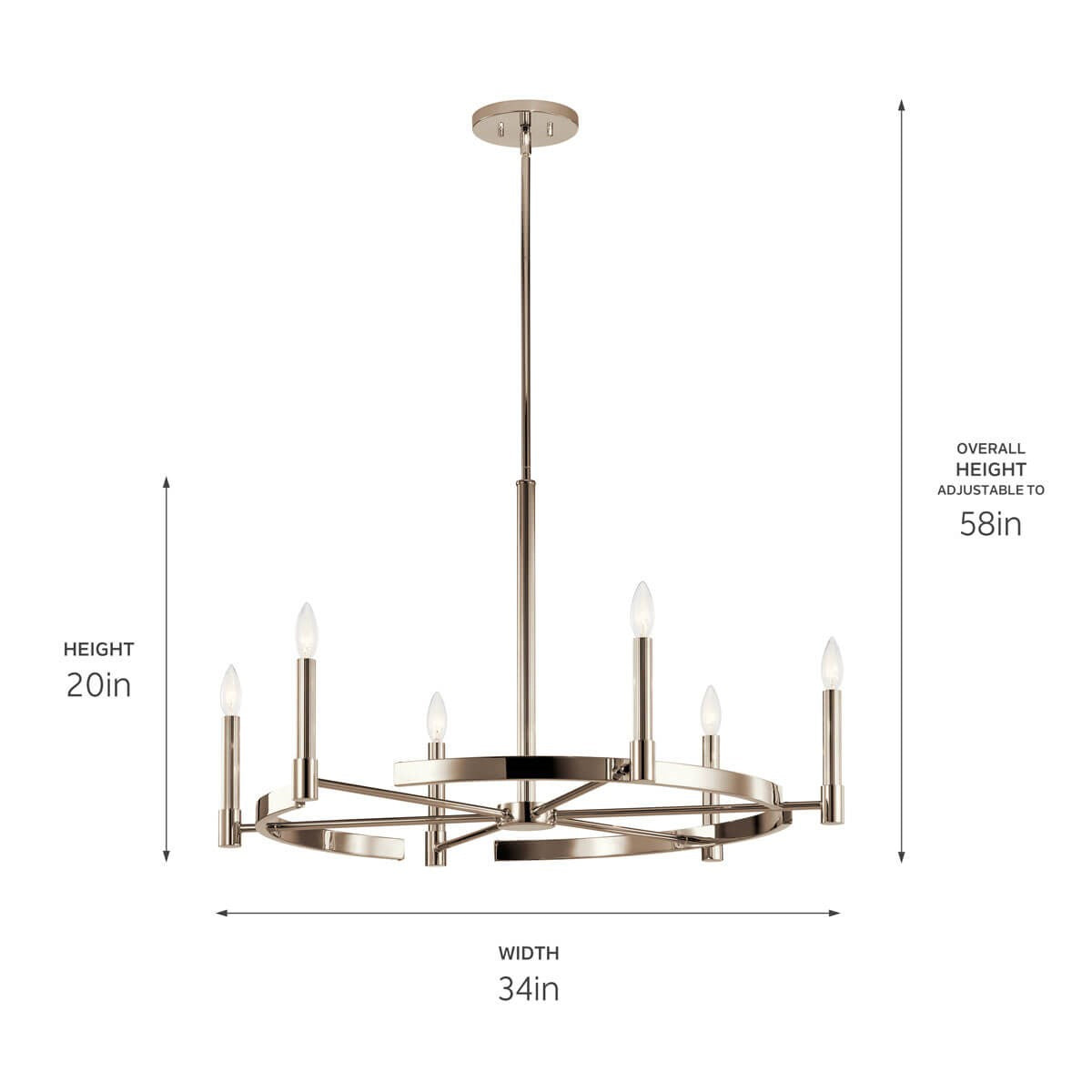 Kichler - 52427PN - Six Light Chandelier - Tolani - Polished Nickel