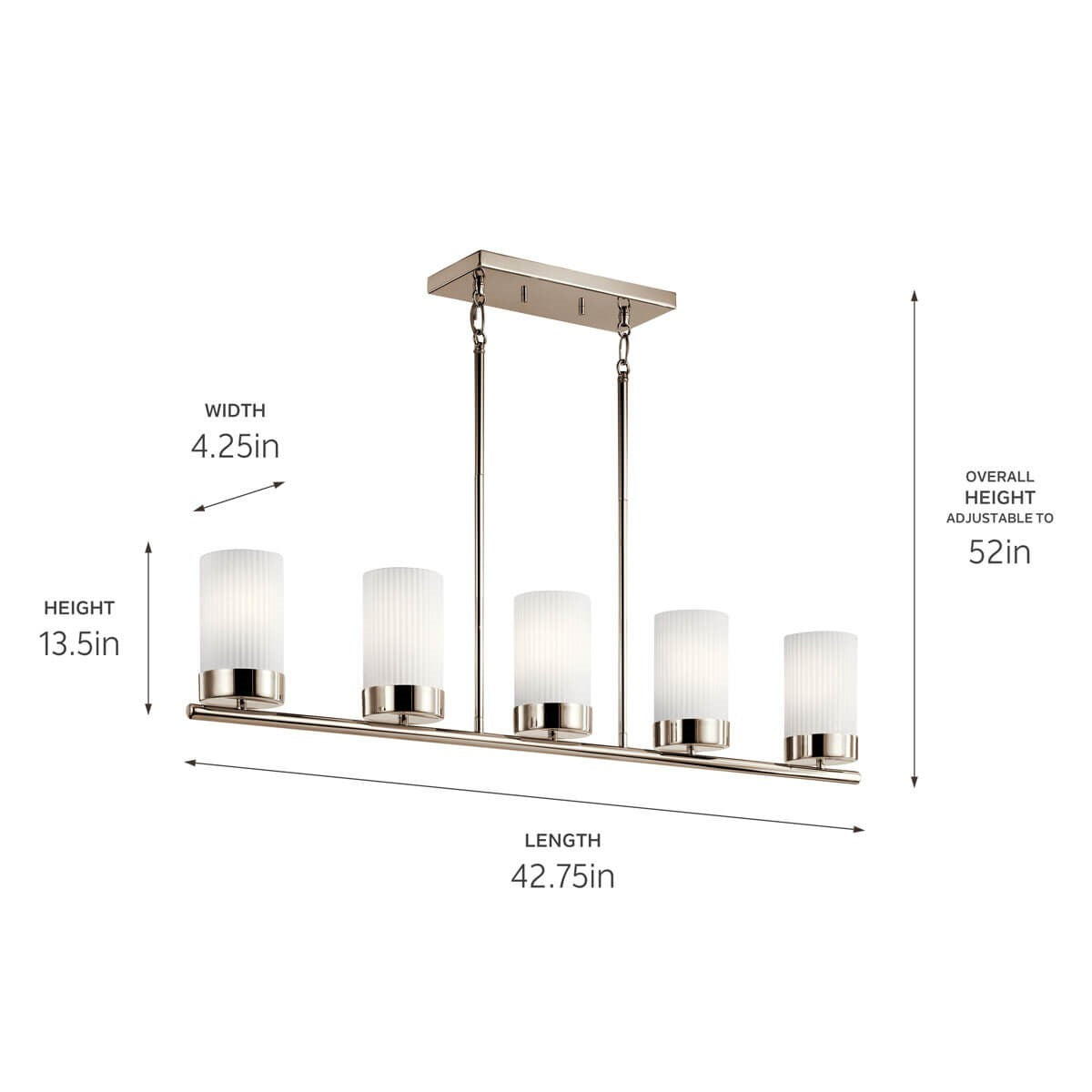 Kichler - 52430PN - Five Light Linear Chandelier - Ciona - Polished Nickel