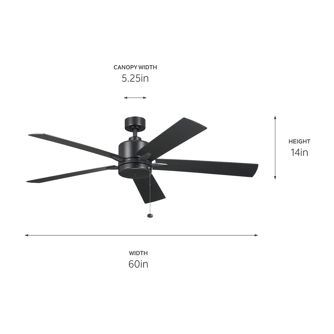 Kichler - 330243SBK - 60"Ceiling Fan - Lucian II - Satin Black