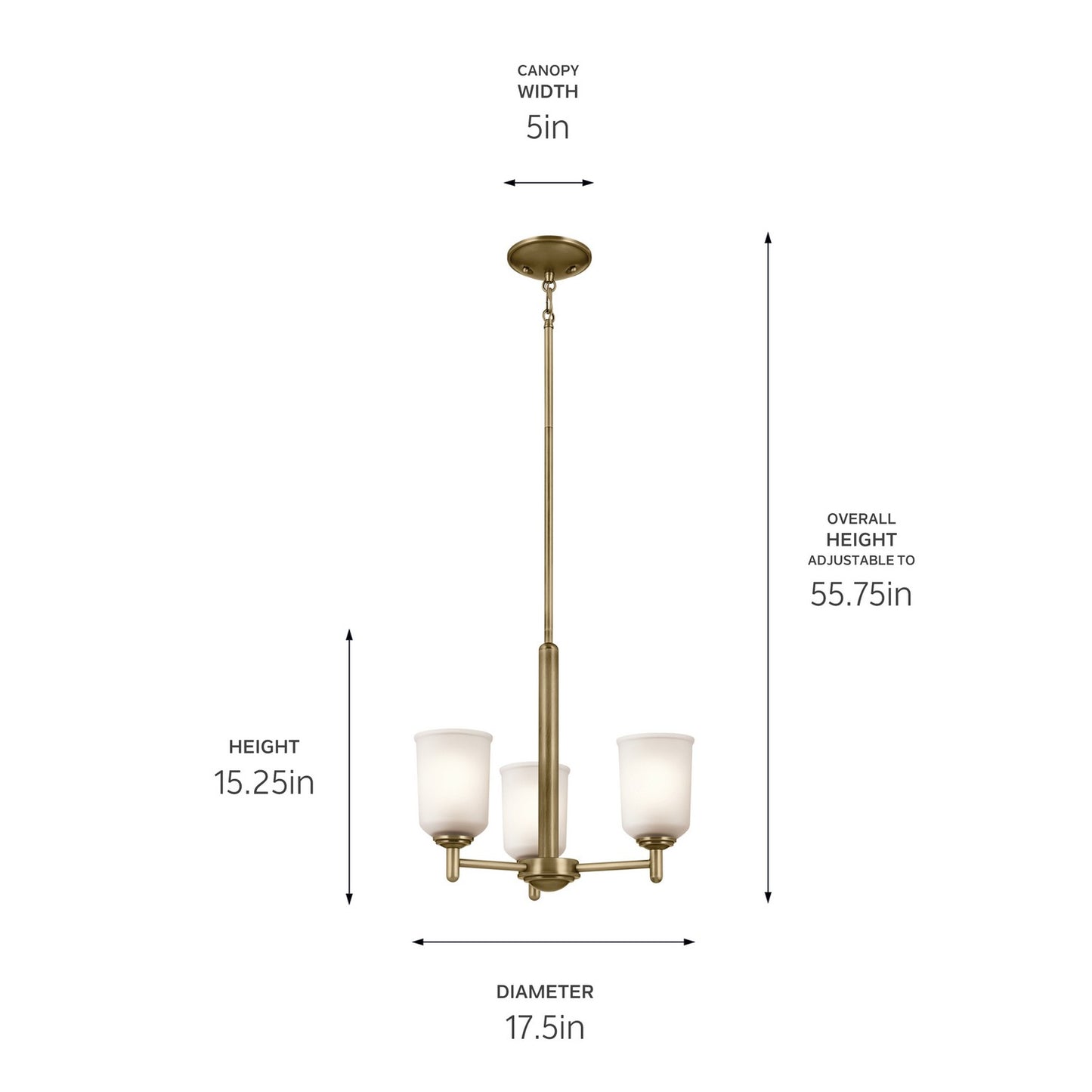 Kichler - 43670NBR - Three Light Mini Chandelier - Shailene - Natural Brass