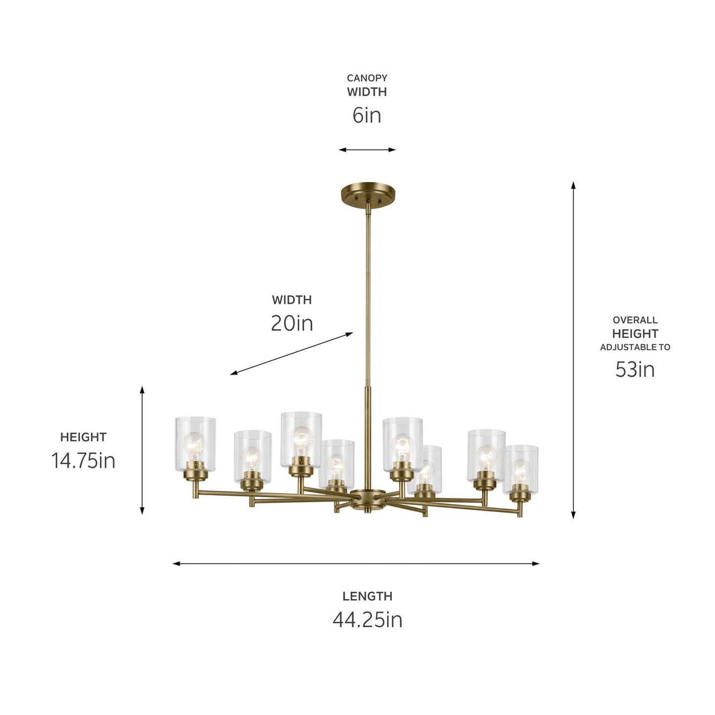 Kichler - 44035NBR - Eight Light Chandelier - Winslow - Natural Brass